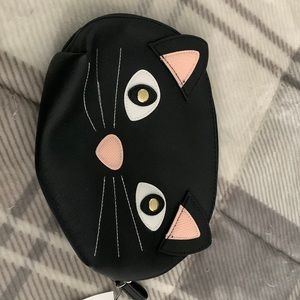 Black cat zipper makeup bag